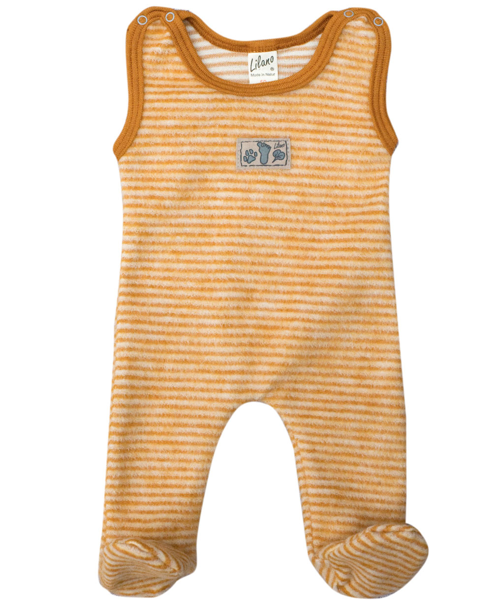 Baby Wollfrottee-Plüsch, | Foster-Naturkleidung mit Schurwolle | Strampler (kbT) Baby Lilano, Fuß Frühchenkleidung |