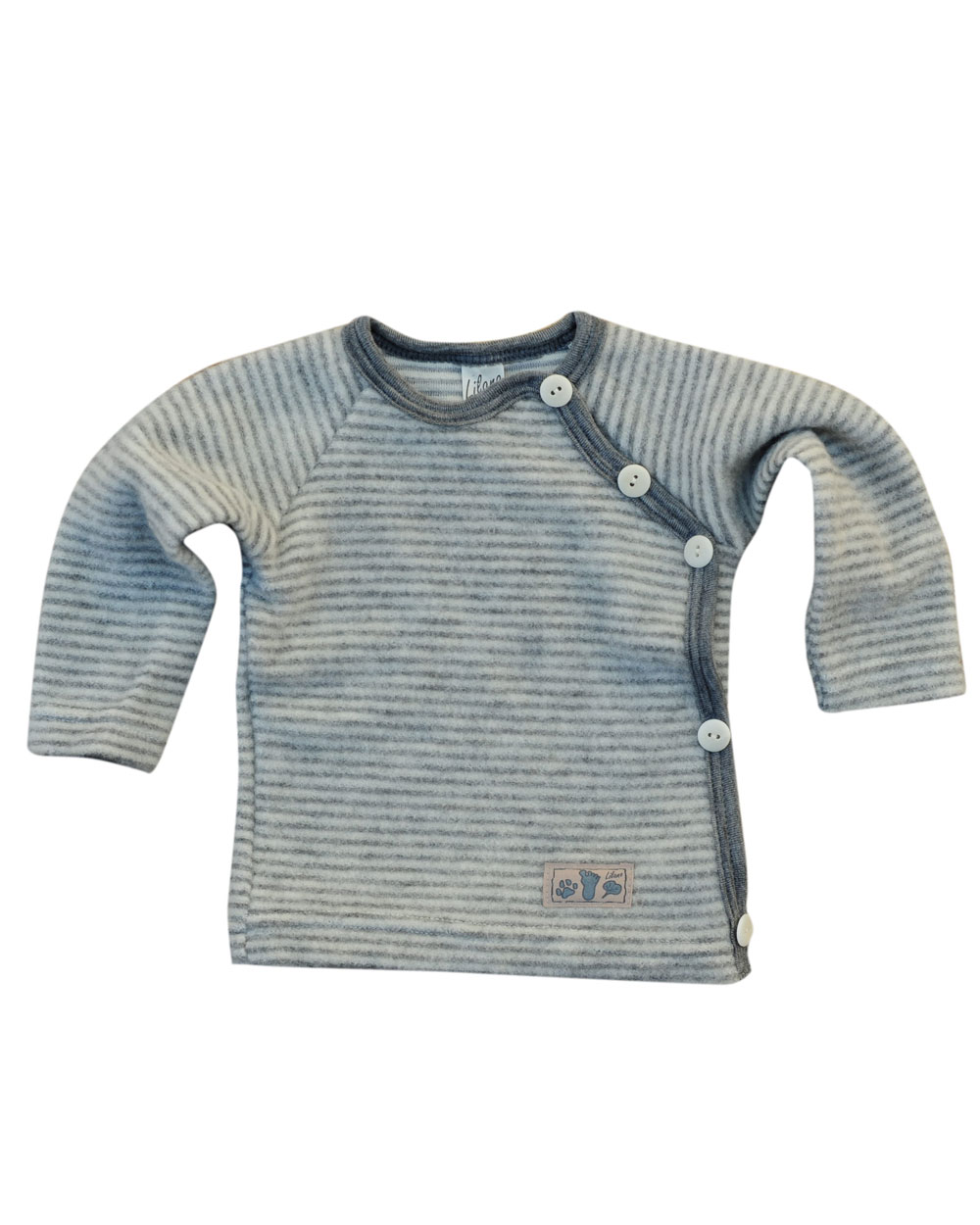 Lilano (kbT) % Shirt Wollfrottee 100 Ringelmuster in Baby Foster-Naturkleidung | lustigem